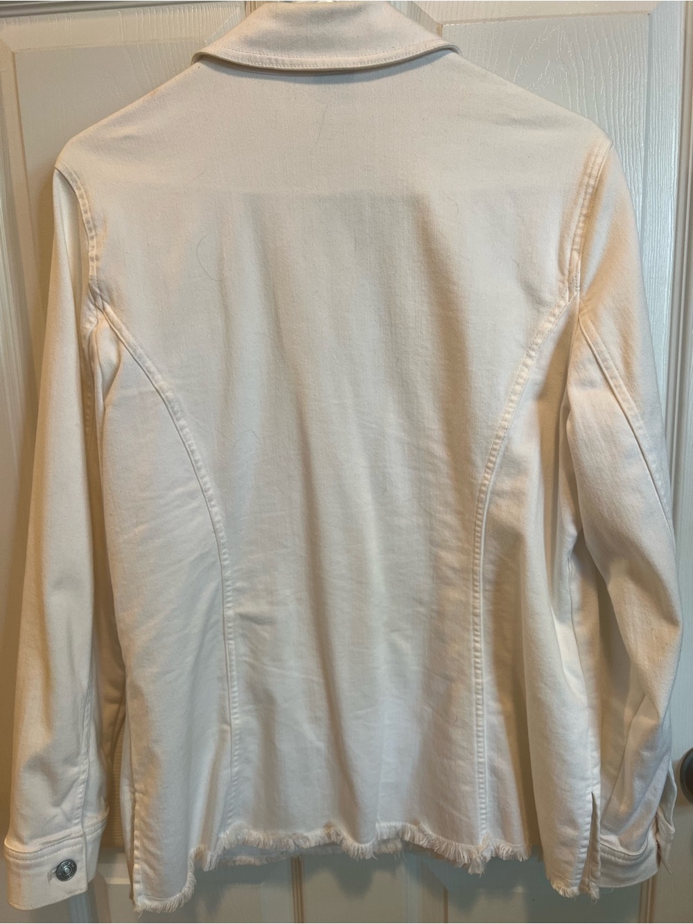 Chico's White Raw-Hem Denim Jacket - Picture 5 of 7